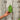 hand holding single perpetual spinach leaf over a wooden table.